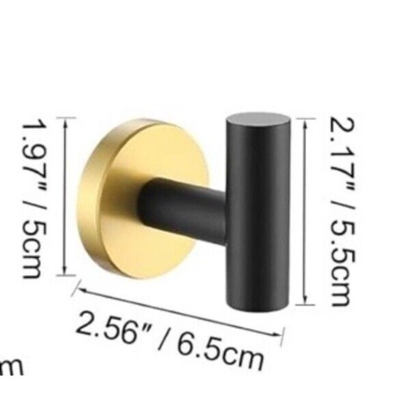 Heavy Duty Hooks Wall Mounting Stainless Steel Matte Black/Matte Gold Modern - Picture 3 of 3